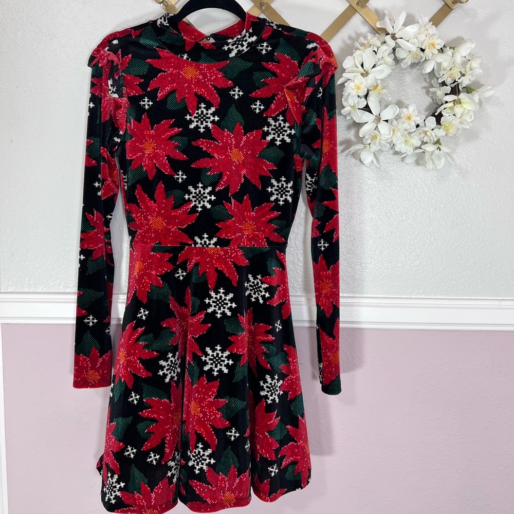 Poinsettia Velvet Holiday Dress